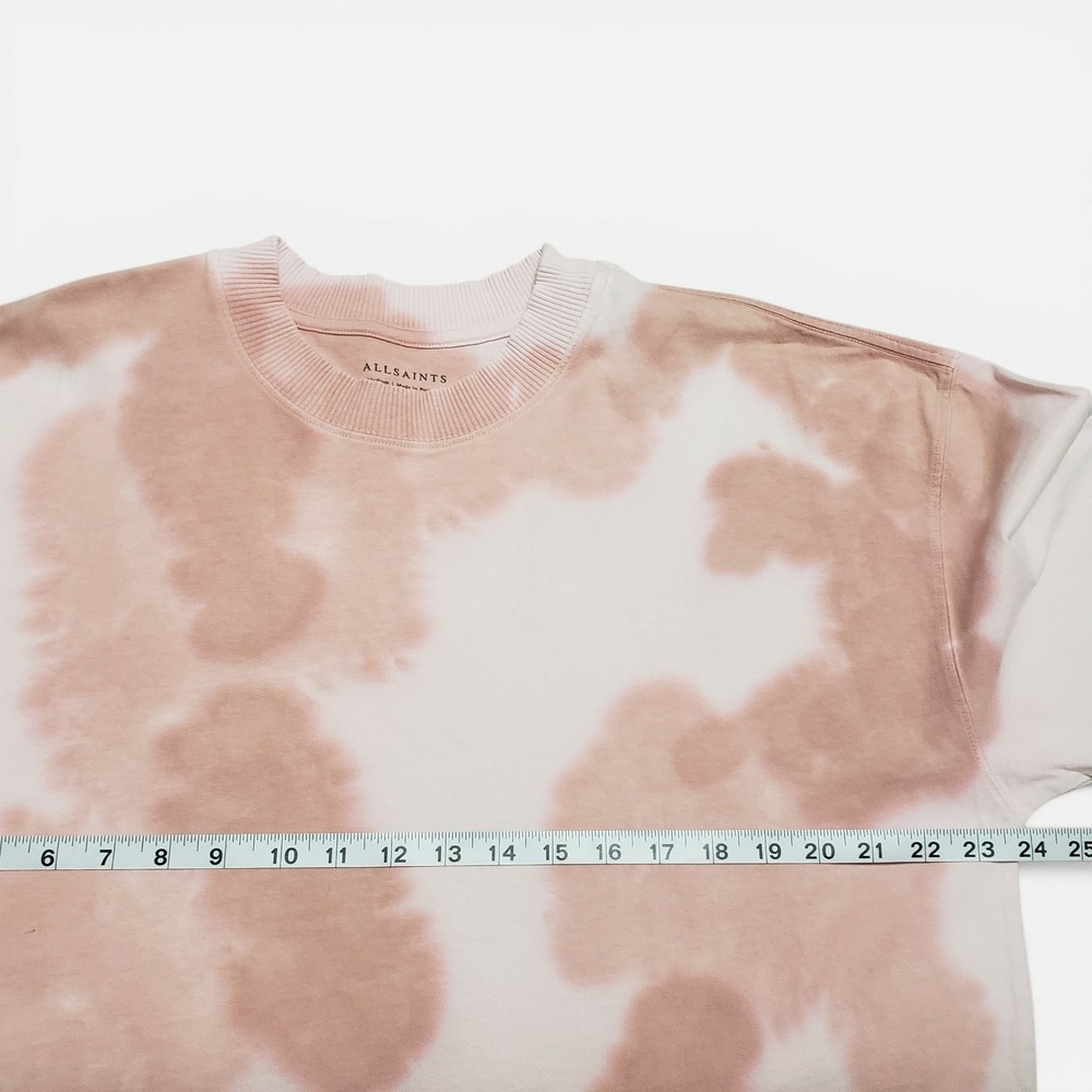 AllSaints Mens Kura Tie Dye Oversized T-Shirt Ceramic Pink Organic Cotton Medium - Picture 5 of 8